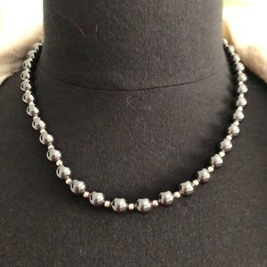 Vintage gray Hematite With gold tone beads.
